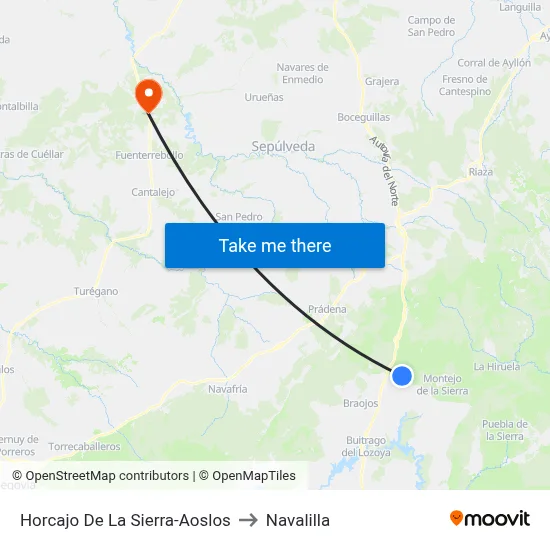 Horcajo De La Sierra-Aoslos to Navalilla map