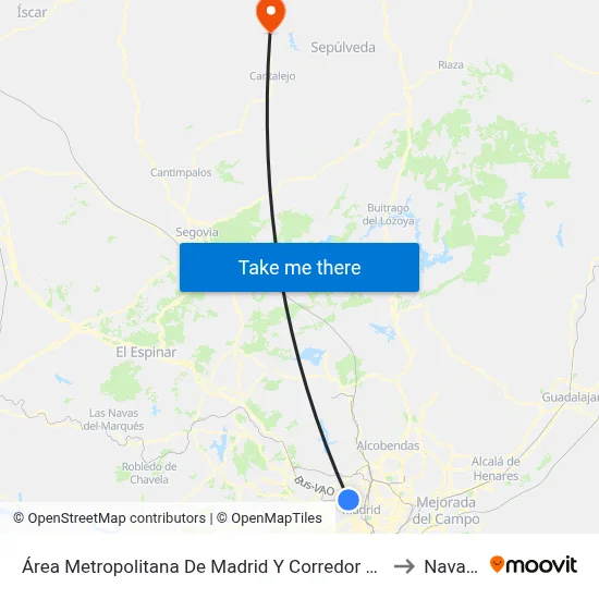 Área Metropolitana De Madrid Y Corredor Del Henares to Navalilla map