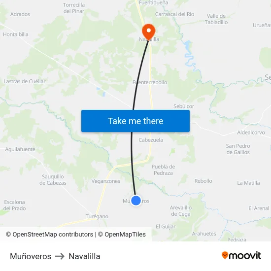 Muñoveros to Navalilla map