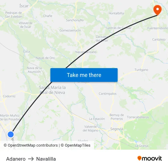 Adanero to Navalilla map