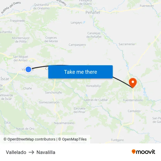 Vallelado to Navalilla map