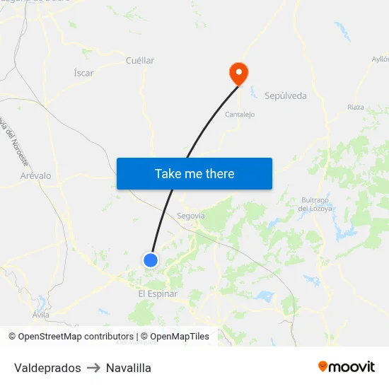 Valdeprados to Navalilla map