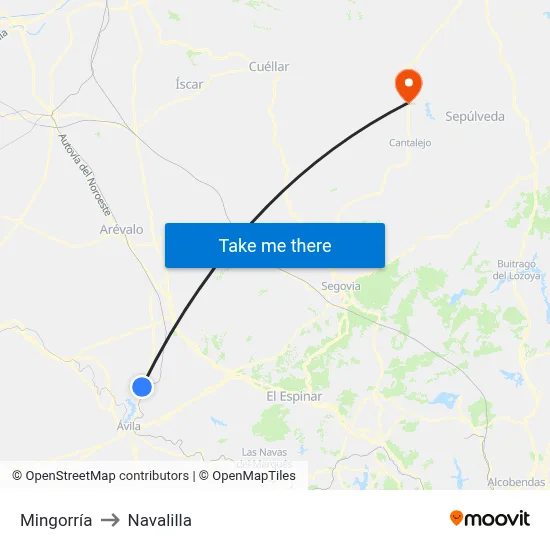 Mingorría to Navalilla map
