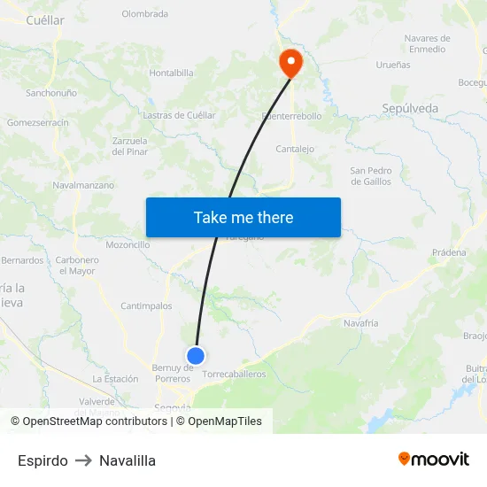 Espirdo to Navalilla map