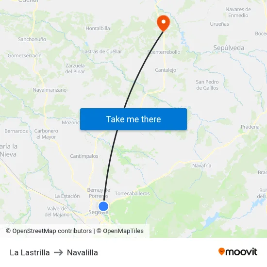La Lastrilla to Navalilla map