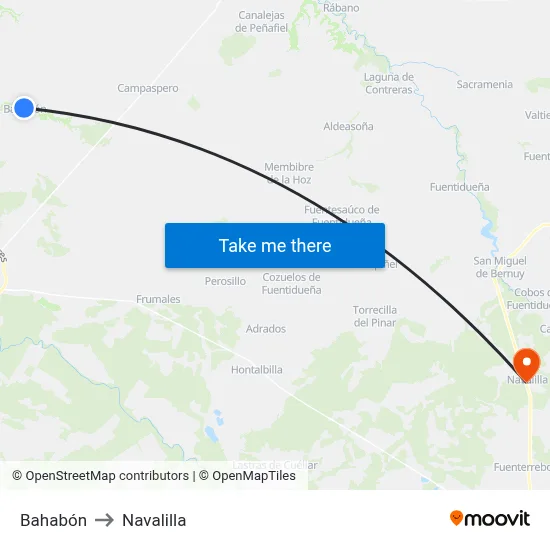 Bahabón to Navalilla map