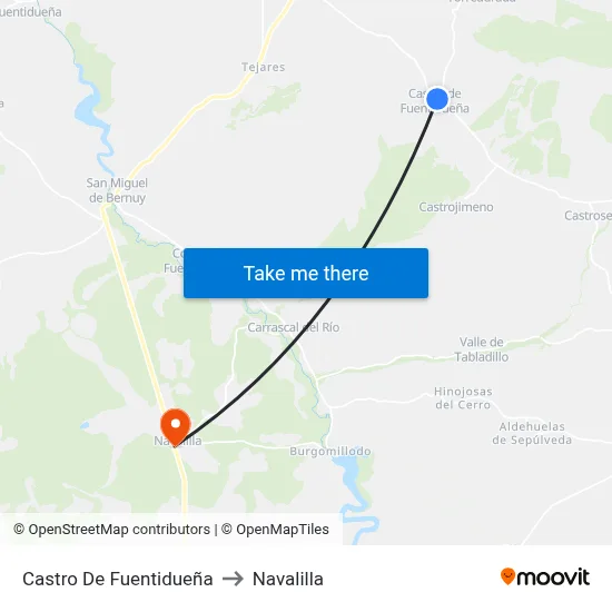 Castro De Fuentidueña to Navalilla map
