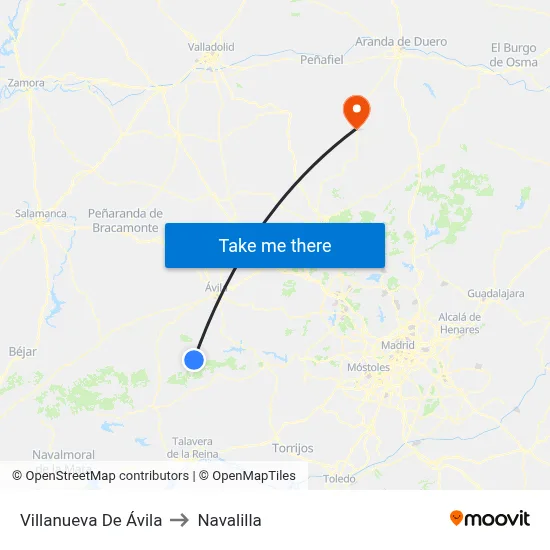 Villanueva De Ávila to Navalilla map