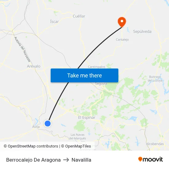 Berrocalejo De Aragona to Navalilla map