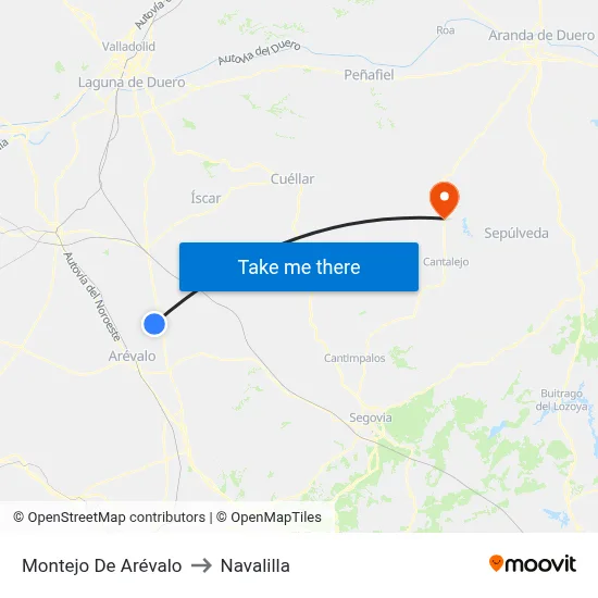 Montejo De Arévalo to Navalilla map