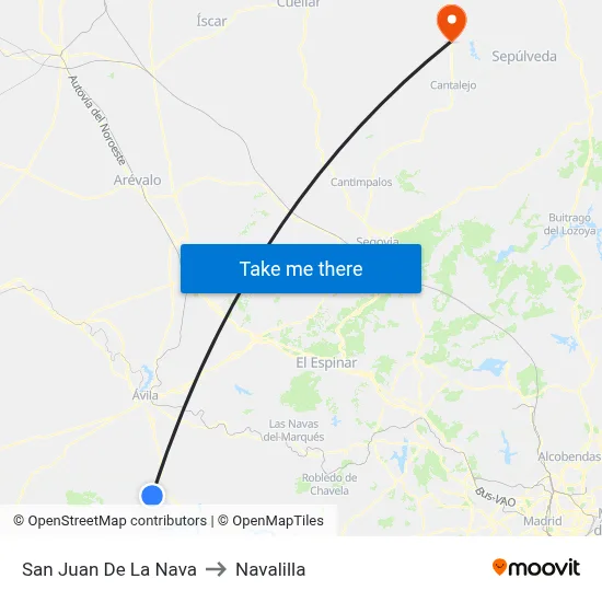 San Juan De La Nava to Navalilla map