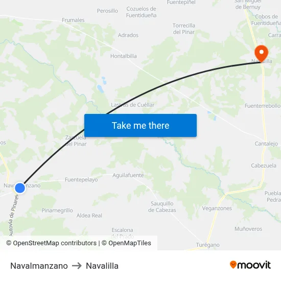 Navalmanzano to Navalilla map