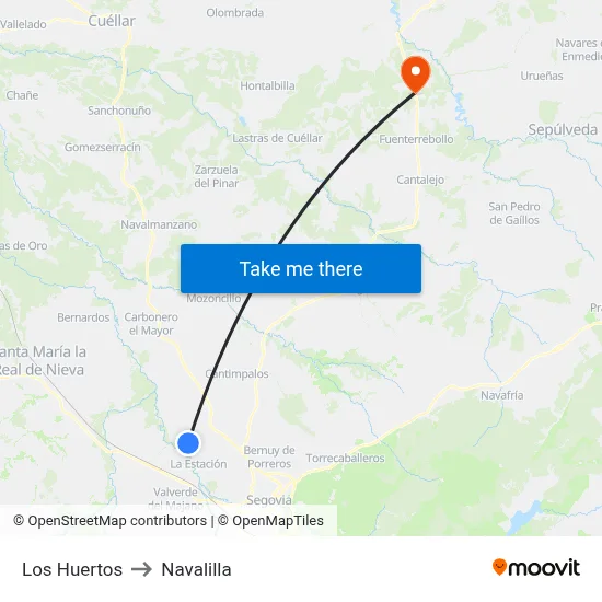 Los Huertos to Navalilla map