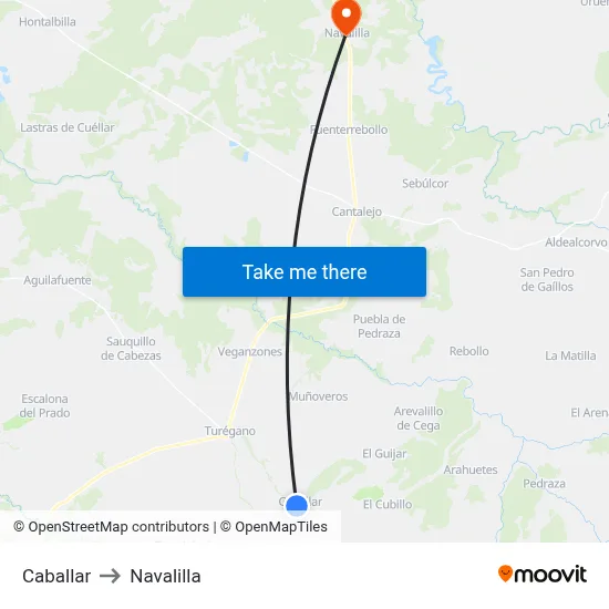 Caballar to Navalilla map