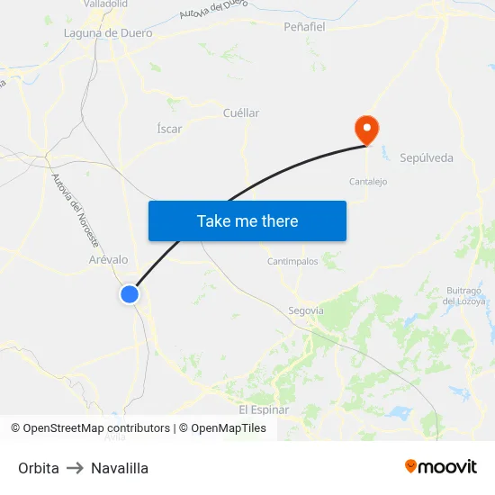 Orbita to Navalilla map