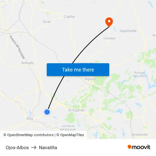 Ojos-Albos to Navalilla map