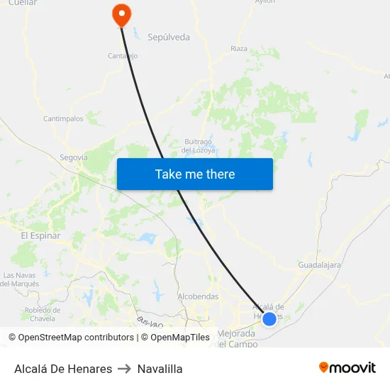 Alcalá De Henares to Navalilla map