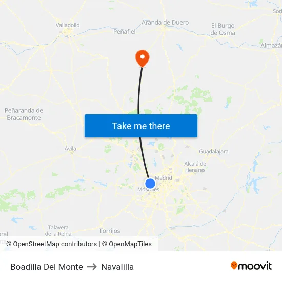 Boadilla Del Monte to Navalilla map
