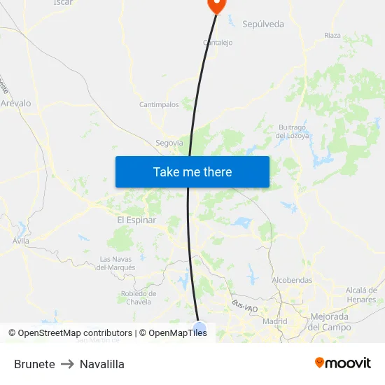 Brunete to Navalilla map