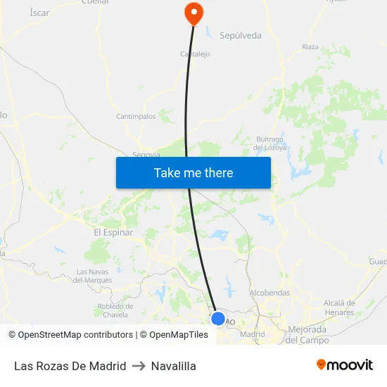 Las Rozas De Madrid to Navalilla map