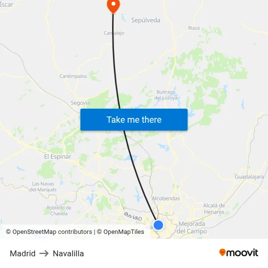 Madrid to Navalilla map
