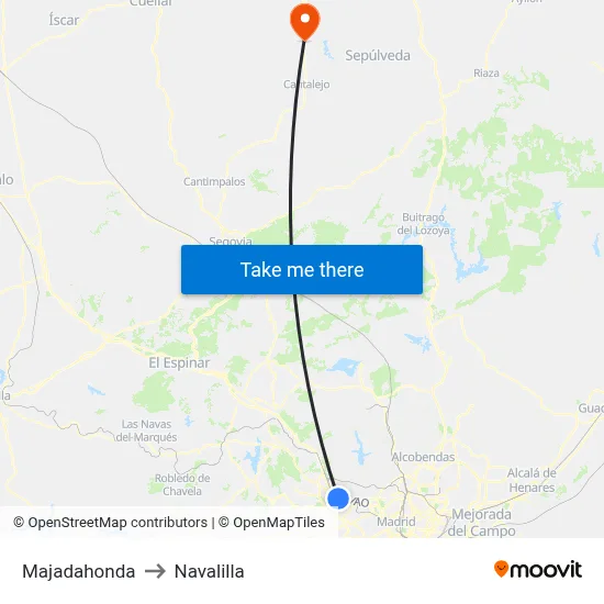 Majadahonda to Navalilla map