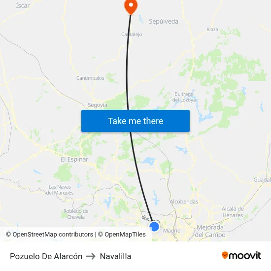 Pozuelo De Alarcón to Navalilla map