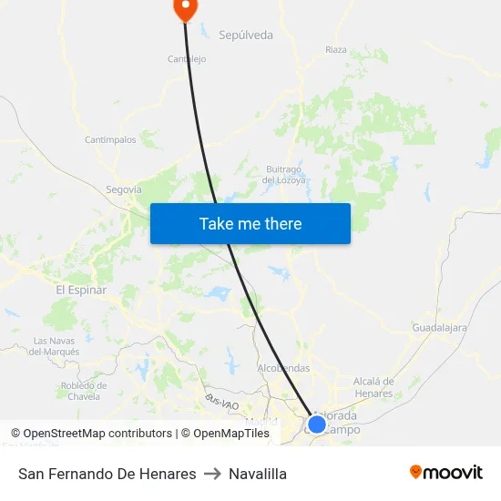 San Fernando De Henares to Navalilla map