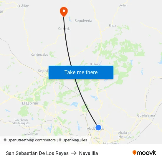 San Sebastián De Los Reyes to Navalilla map