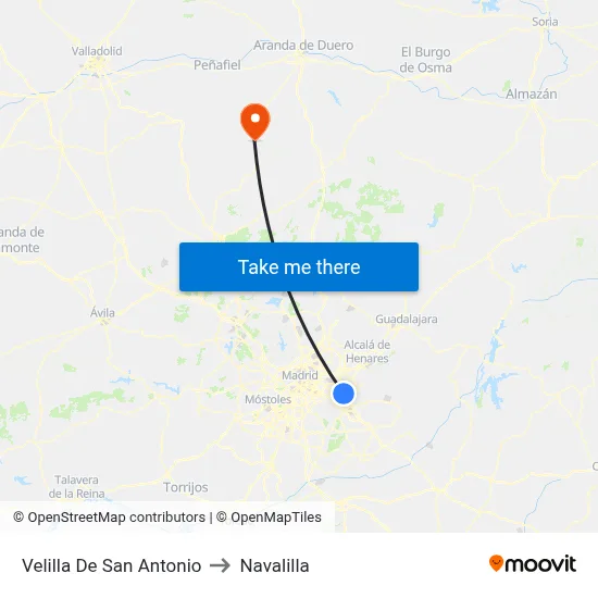 Velilla De San Antonio to Navalilla map