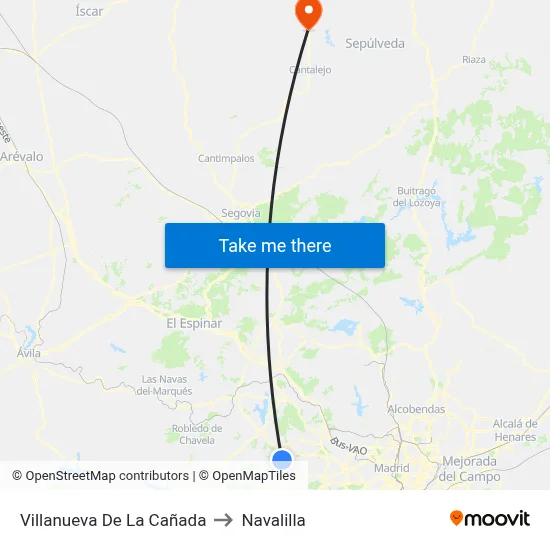 Villanueva De La Cañada to Navalilla map