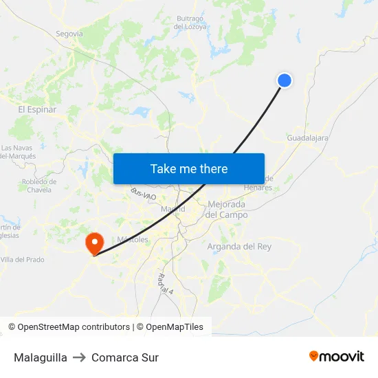 Malaguilla to Comarca Sur map