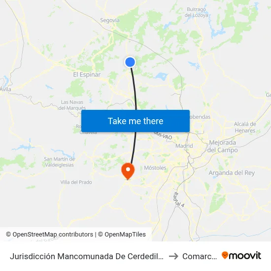 Jurisdicción Mancomunada De Cerdedilla Y Navacerrada to Comarca Sur map