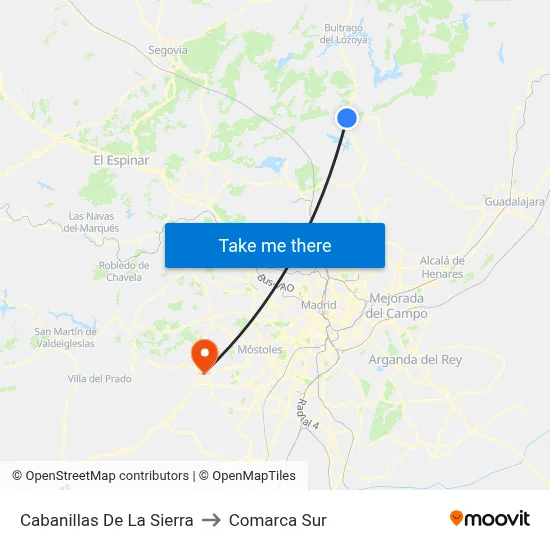 Cabanillas De La Sierra to Comarca Sur map