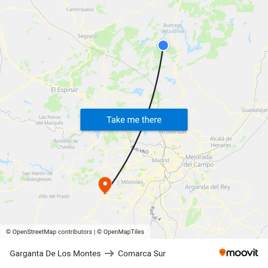 Garganta De Los Montes to Comarca Sur map