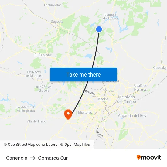 Canencia to Comarca Sur map
