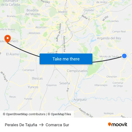 Perales De Tajuña to Comarca Sur map