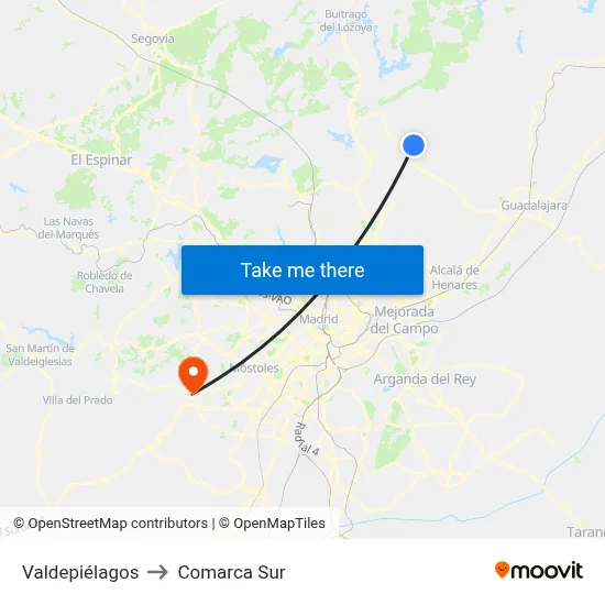 Valdepiélagos to Comarca Sur map
