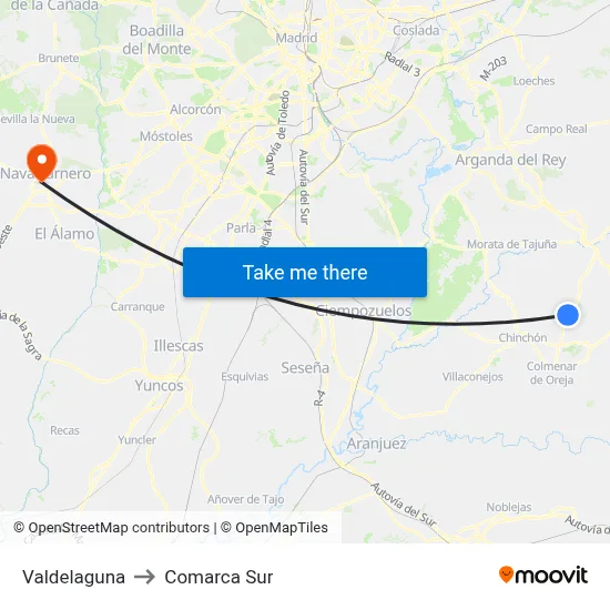 Valdelaguna to Comarca Sur map