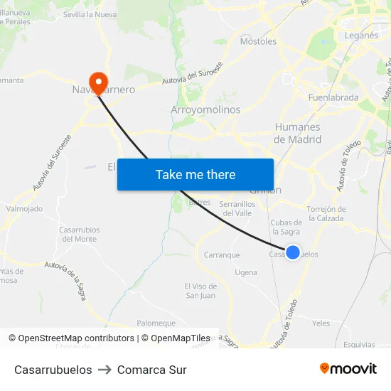 Casarrubuelos to Comarca Sur map