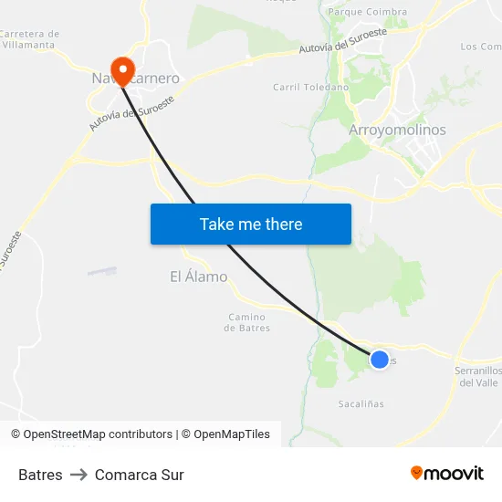 Batres to Comarca Sur map