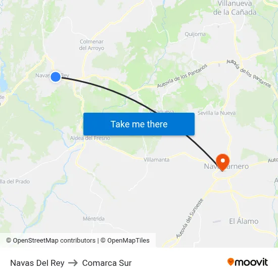 Navas Del Rey to Comarca Sur map