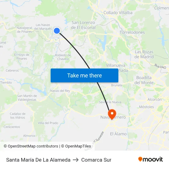 Santa María De La Alameda to Comarca Sur map