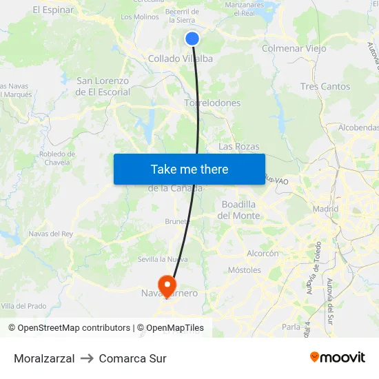 Moralzarzal to Comarca Sur map