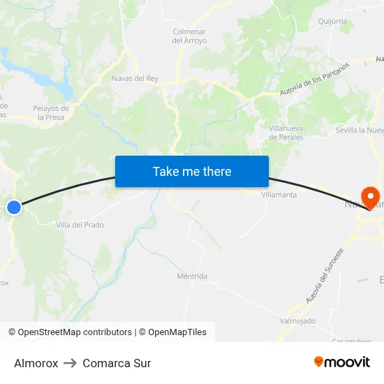 Almorox to Comarca Sur map