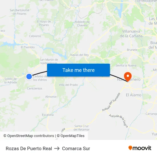 Rozas De Puerto Real to Comarca Sur map