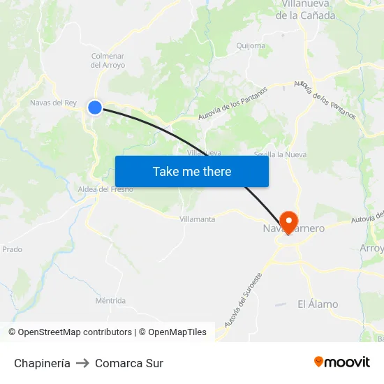 Chapinería to Comarca Sur map