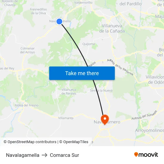 Navalagamella to Comarca Sur map