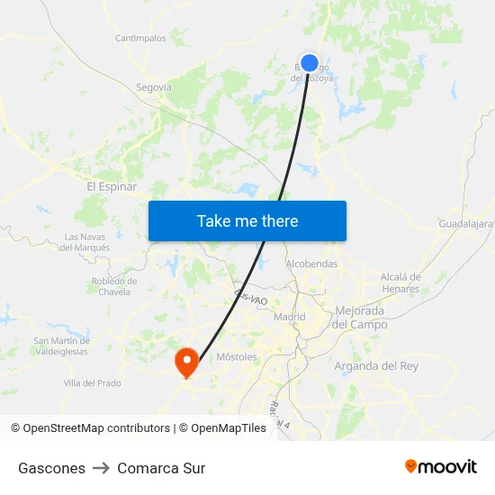 Gascones to Comarca Sur map
