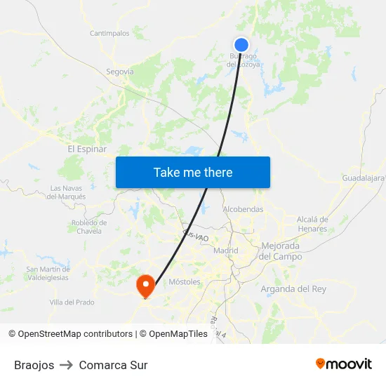 Braojos to Comarca Sur map